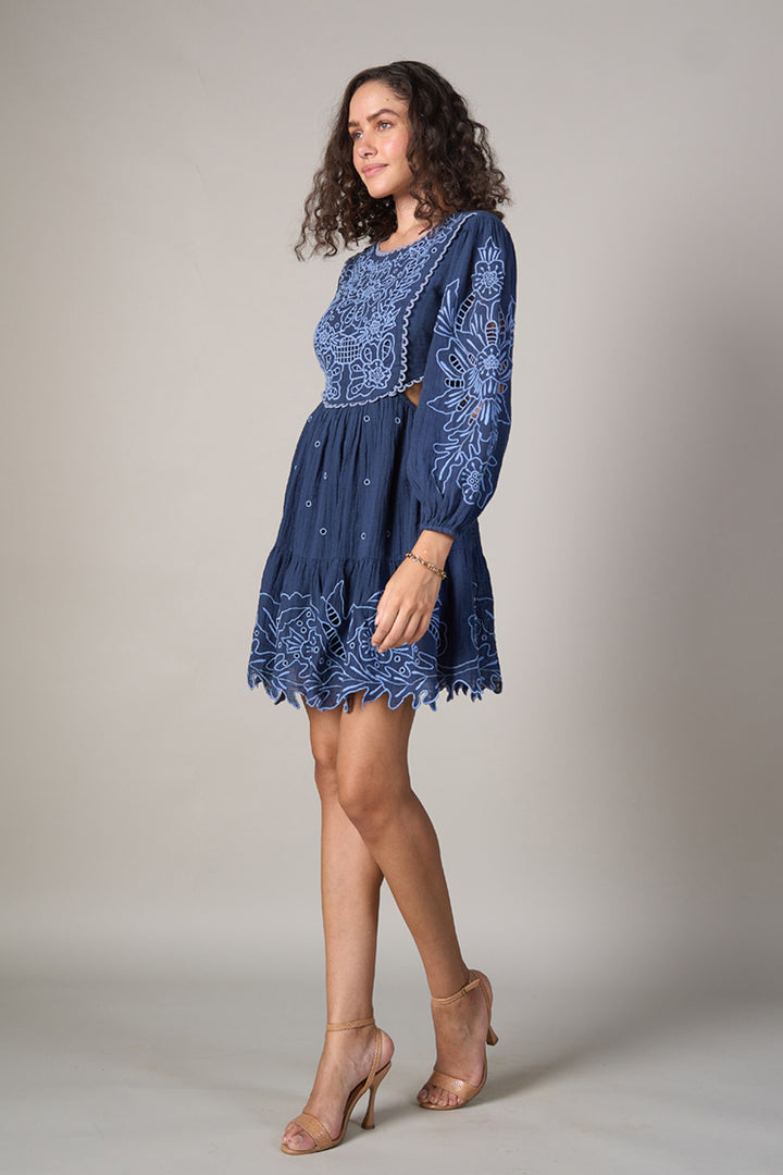 Radhica Diwan In Our Hannah Blue Embroidered Dress