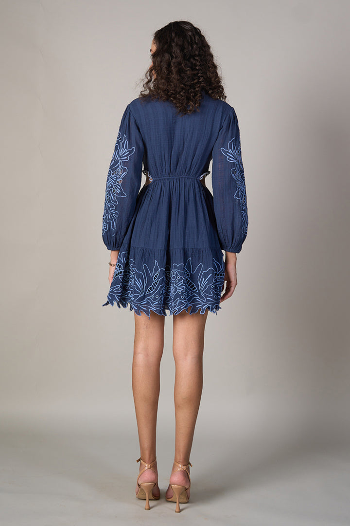 Radhica Diwan In Our Hannah Blue Embroidered Dress