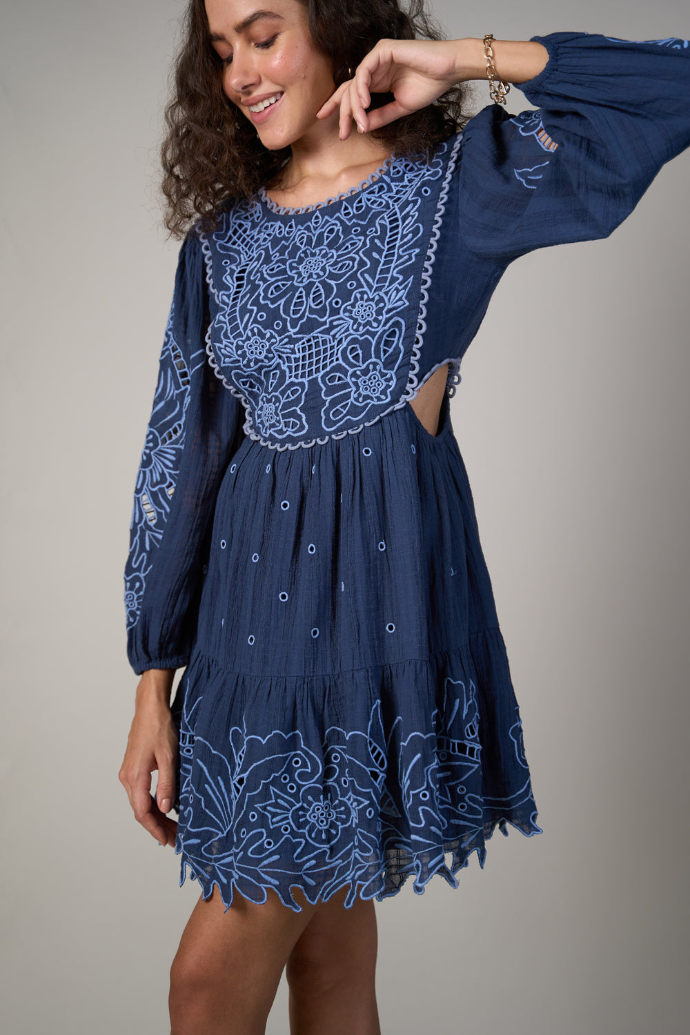 Radhica Diwan In Our Hannah Blue Embroidered Dress