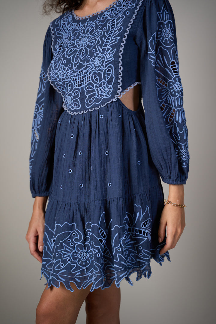 Radhica Diwan In Our Hannah Blue Embroidered Dress