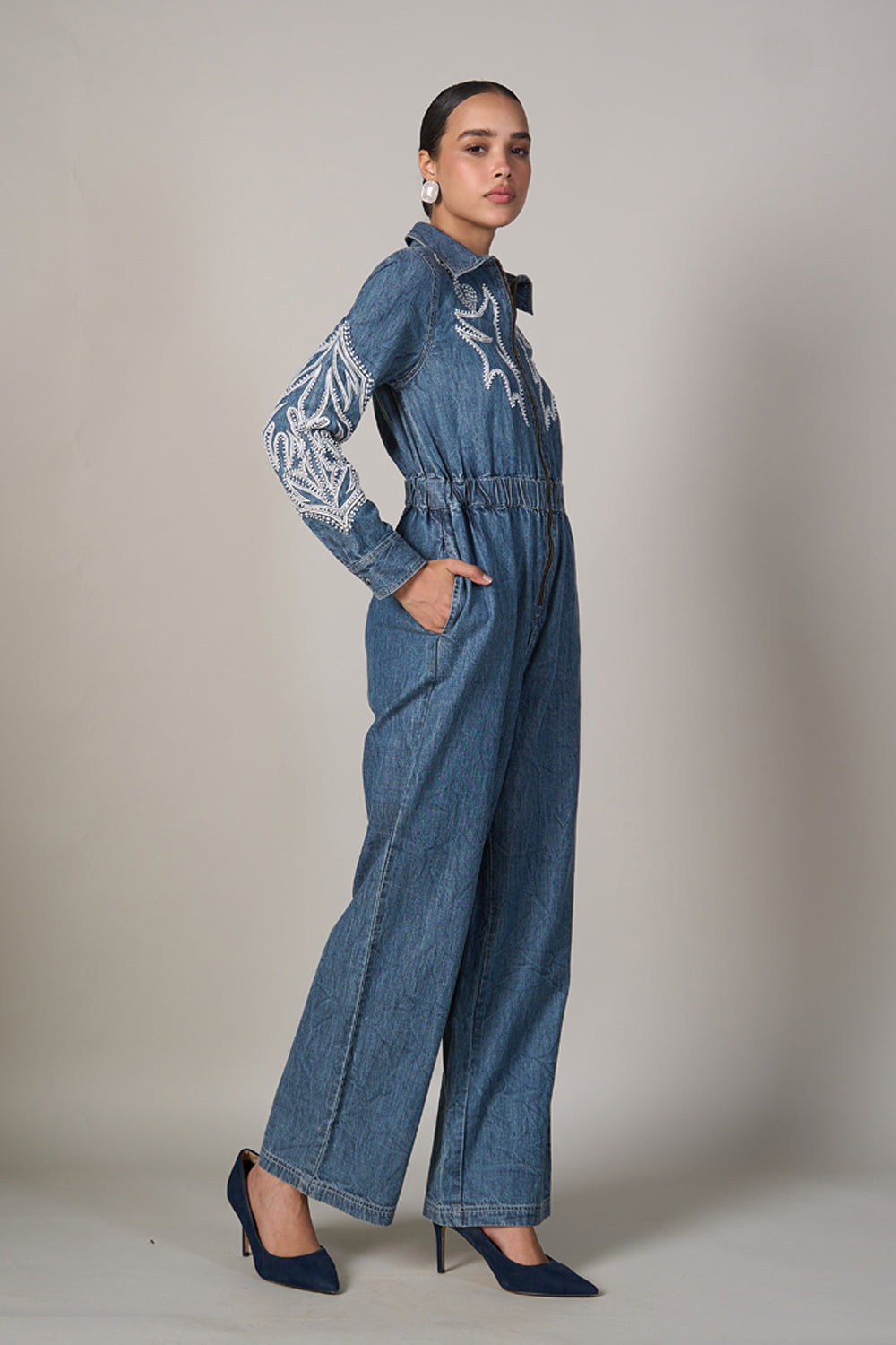 Urmi Daga In Our Lisa Denim Jumpsuit