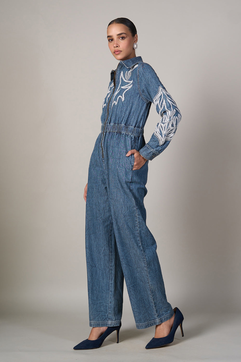 Urmi Daga In Our Lisa Denim Jumpsuit