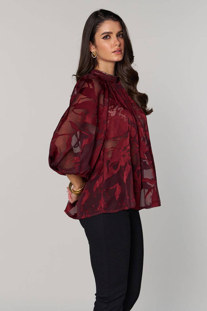 Evelyn Jacquard Top