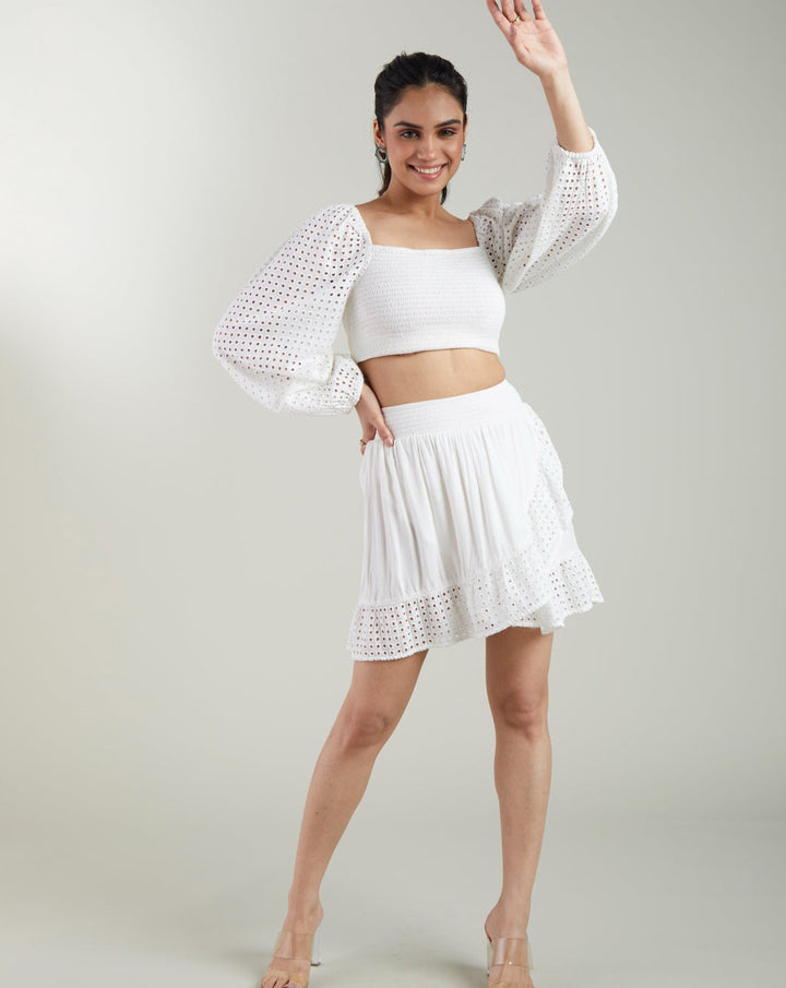 White Schiffli Skirt