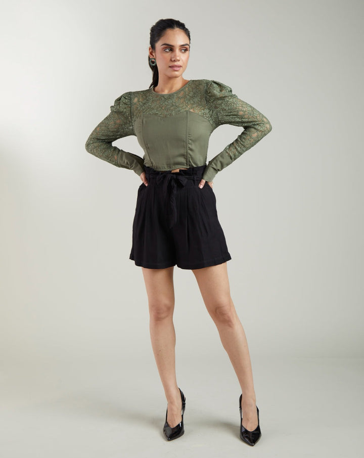 Olive Lace Top