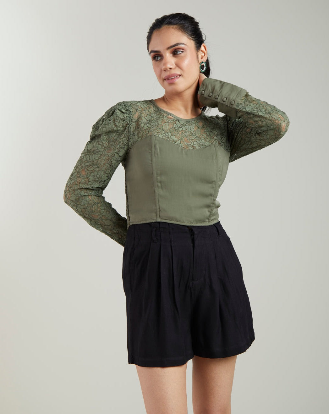 Olive Lace Top