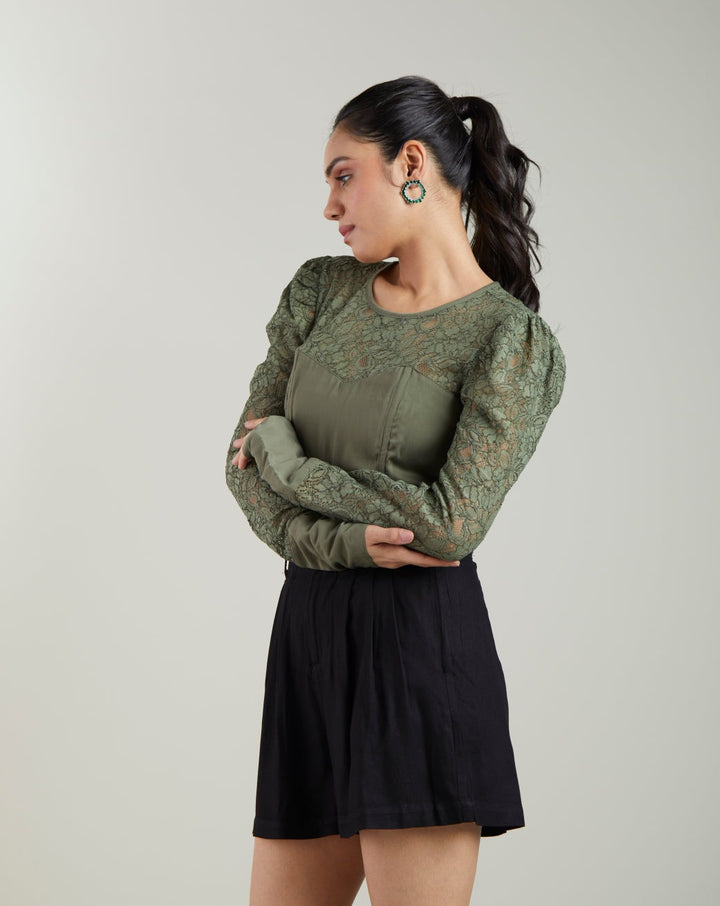 Olive Lace Top