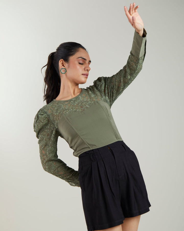Olive Lace Top