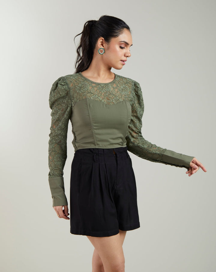 Olive Lace Top