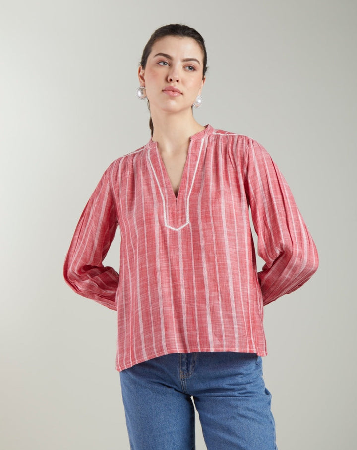 Pink & White Striped Top
