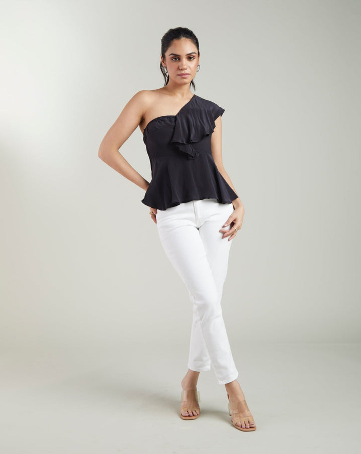 Black One-Shoulder Top