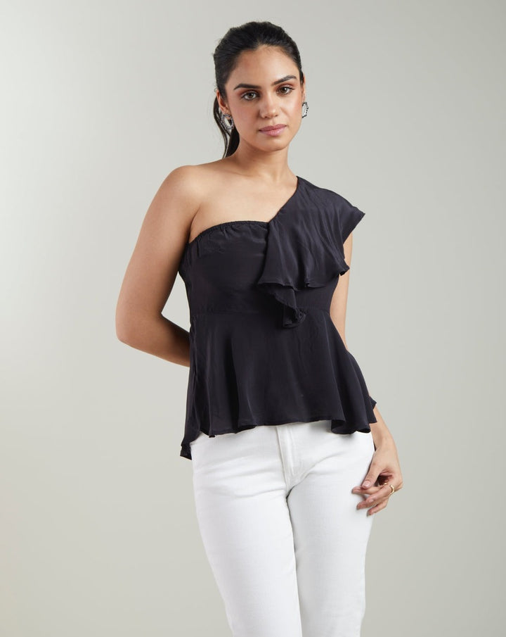 Black One-Shoulder Top