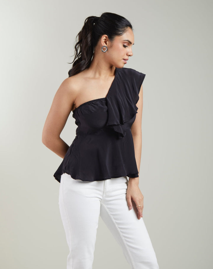 Black One-Shoulder Top