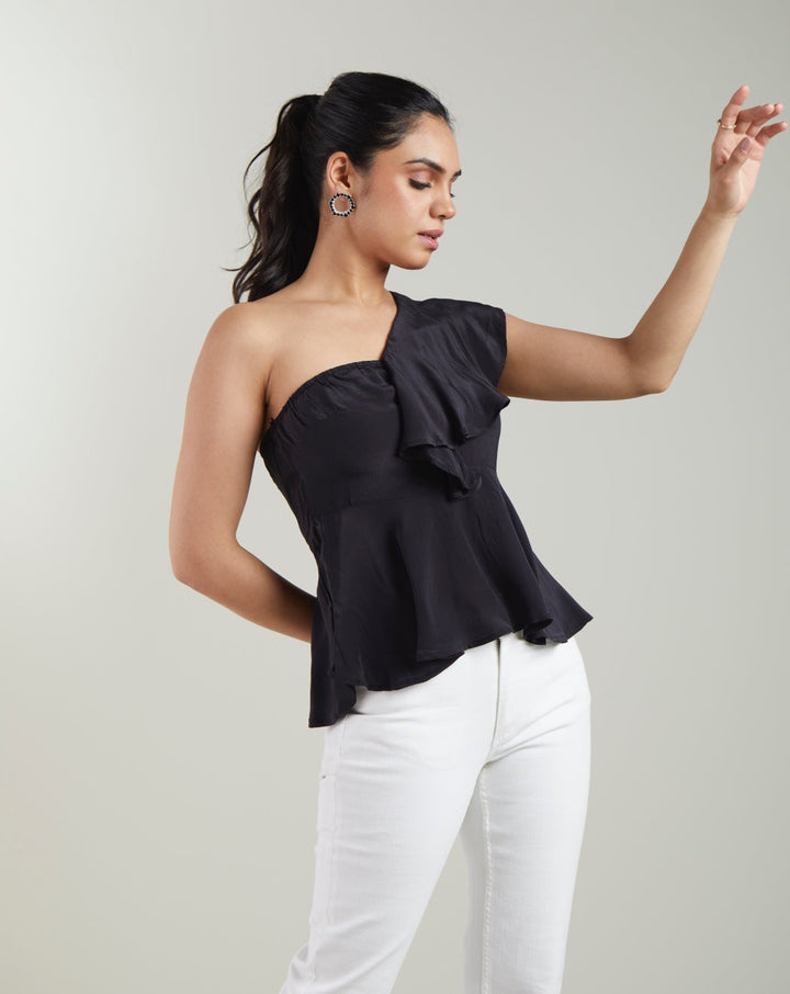 Black One-Shoulder Top