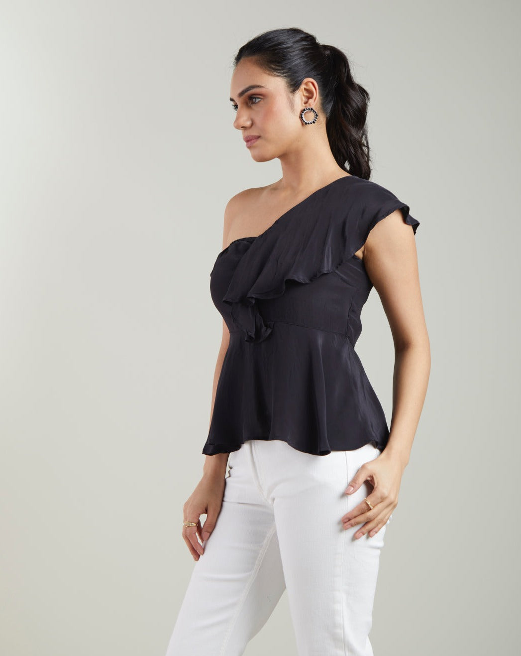Black One-Shoulder Top