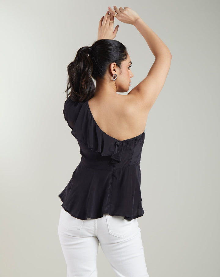 Black One-Shoulder Top