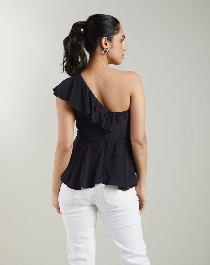 Black One-Shoulder Top