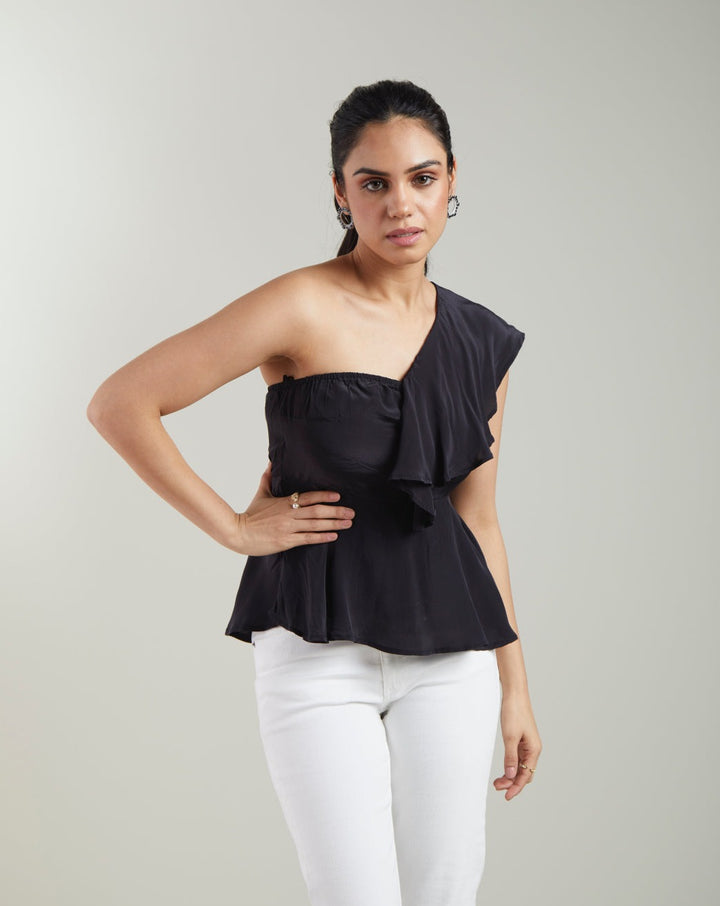Black One-Shoulder Top
