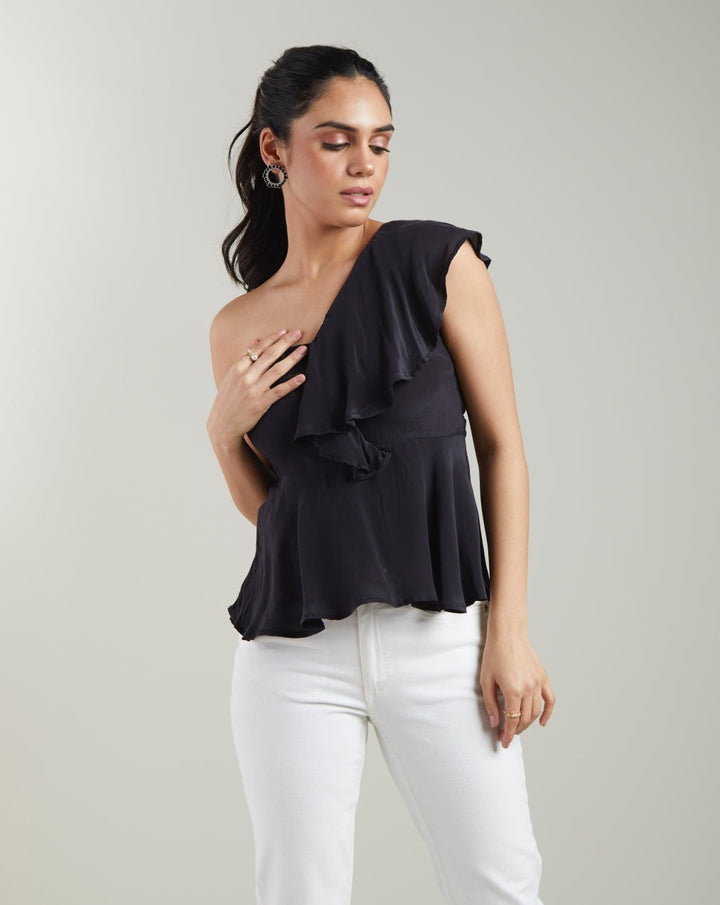 Black One-Shoulder Top