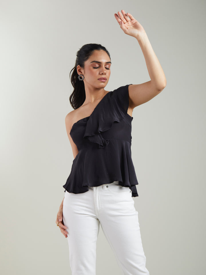 Black One-Shoulder Top