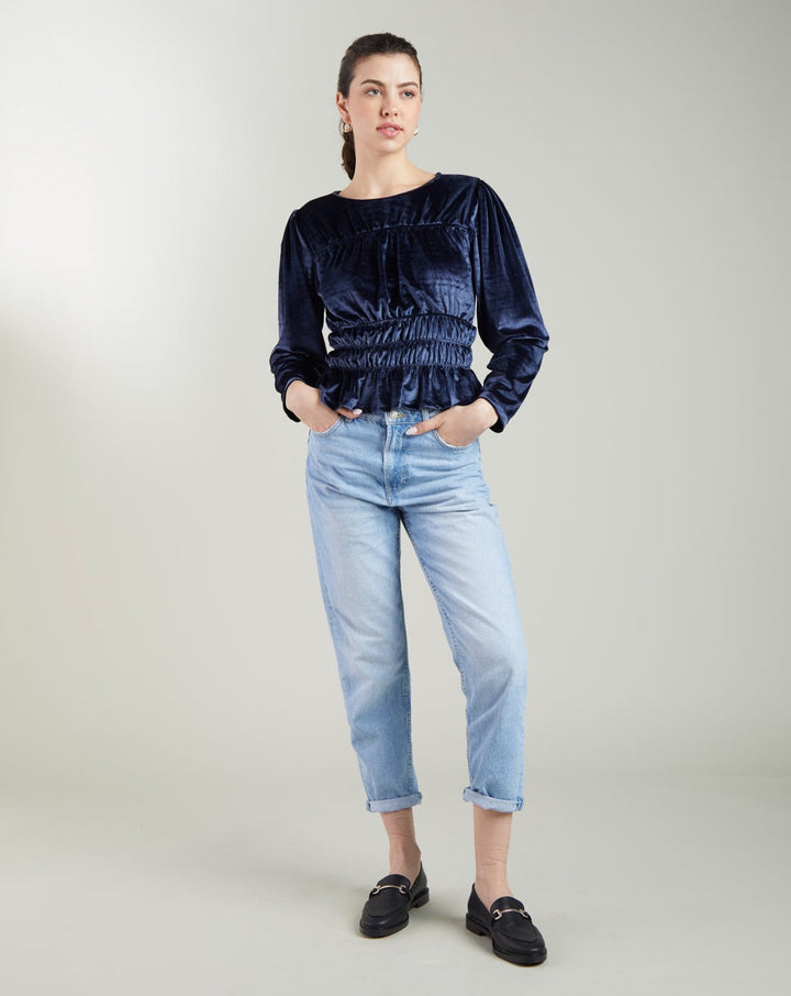 Velvet Peplum Top