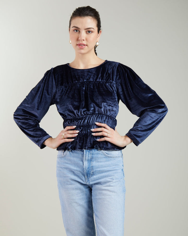 Velvet Peplum Top