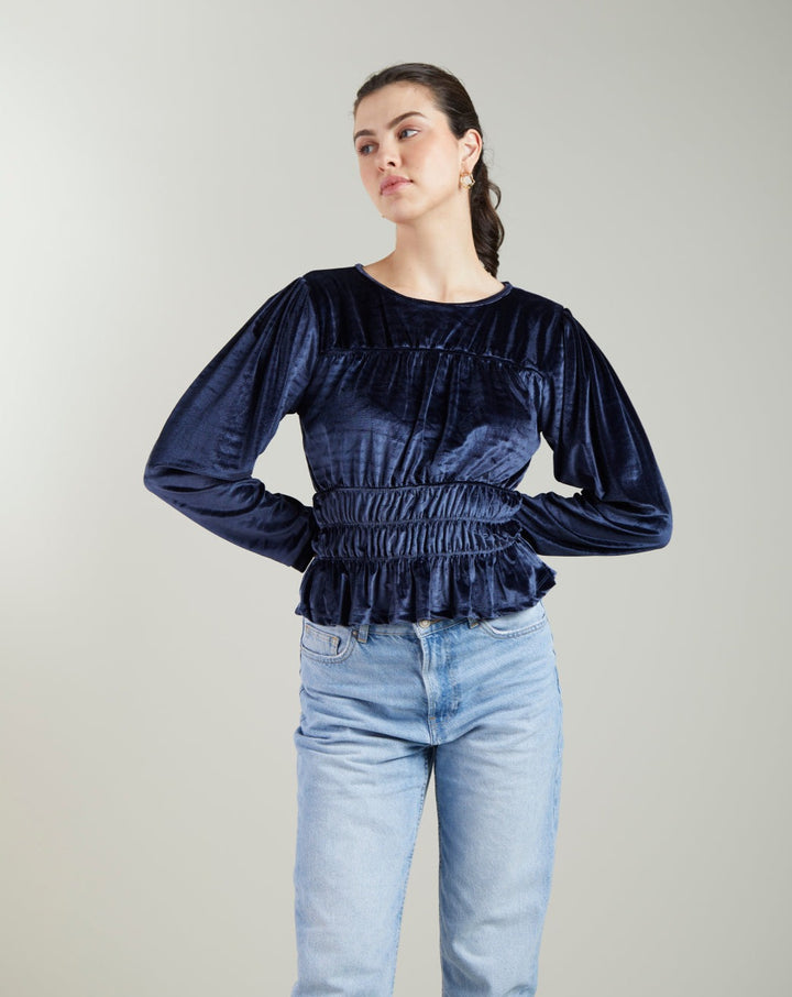 Velvet Peplum Top