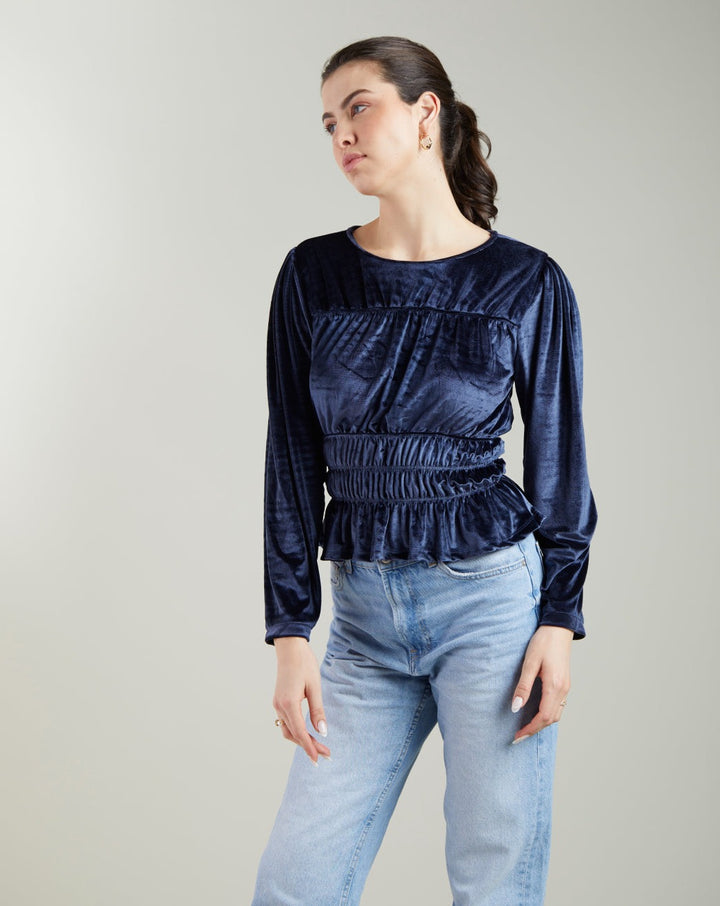 Velvet Peplum Top