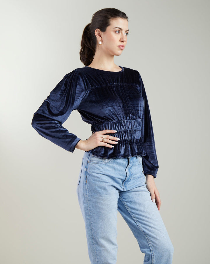 Velvet Peplum Top