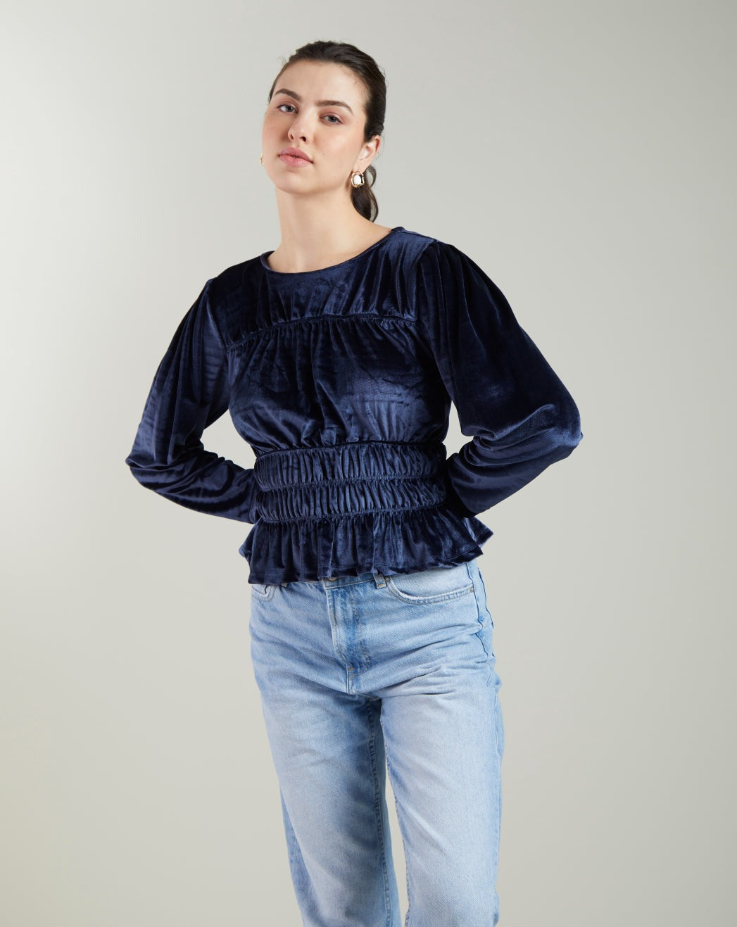 Velvet Peplum Top