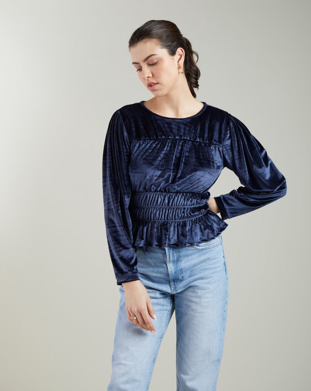 Velvet Peplum Top