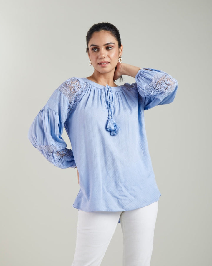 Blue Tassel Top