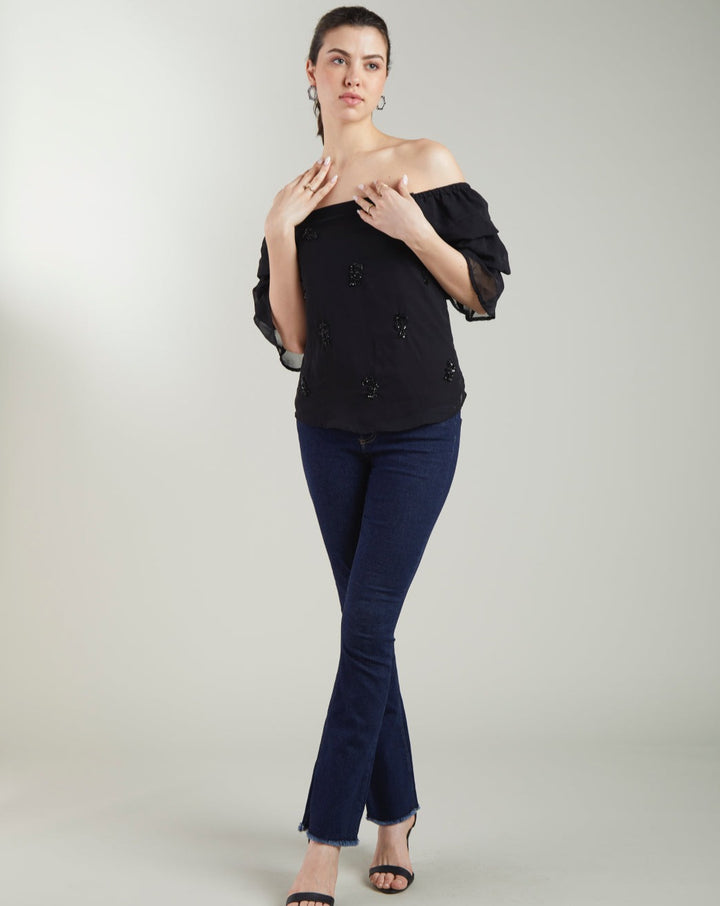 Sequin Off-Shoulder Top