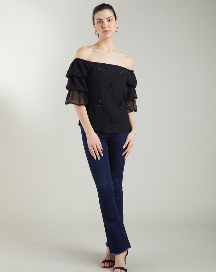 Sequin Off-Shoulder Top
