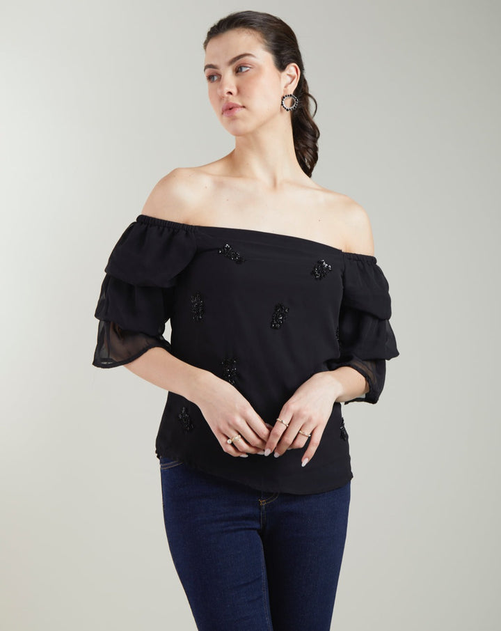 Sequin Off-Shoulder Top