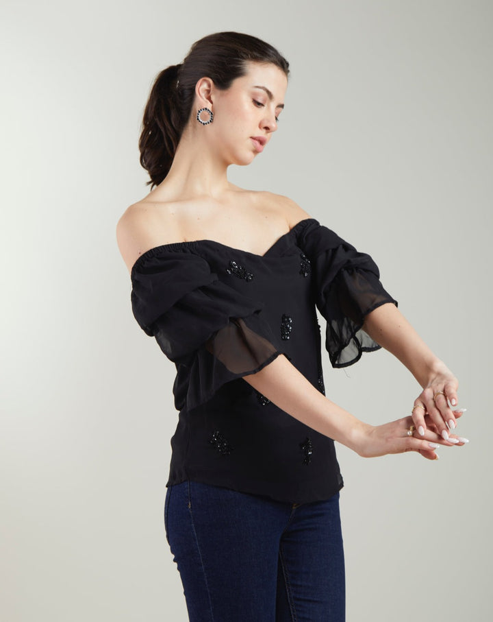 Sequin Off-Shoulder Top