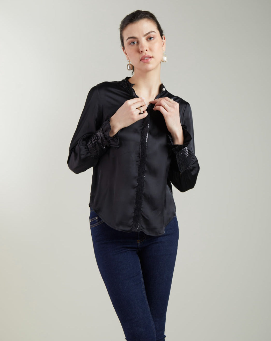 Black Sequin Shirt