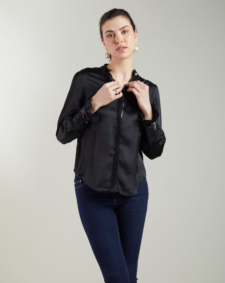 Black Sequin Shirt