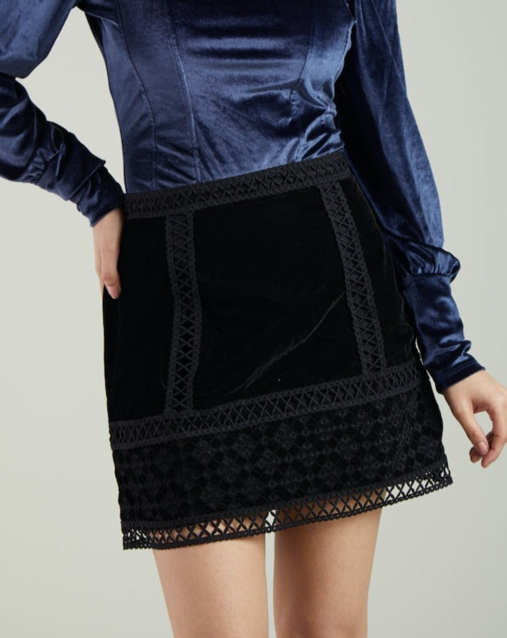 Velvet Mini Skirt