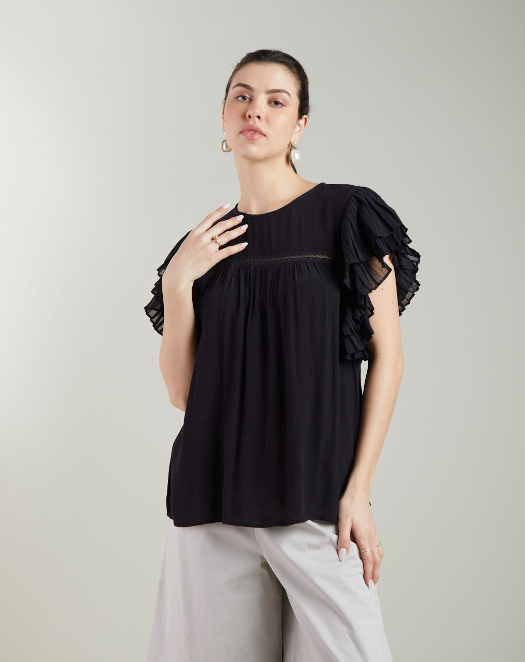 Black Pleated Top