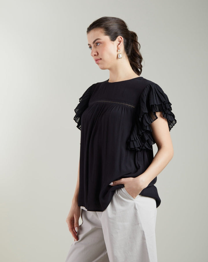 Black Pleated Top