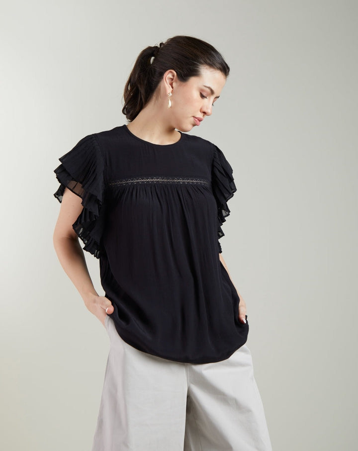 Black Pleated Top