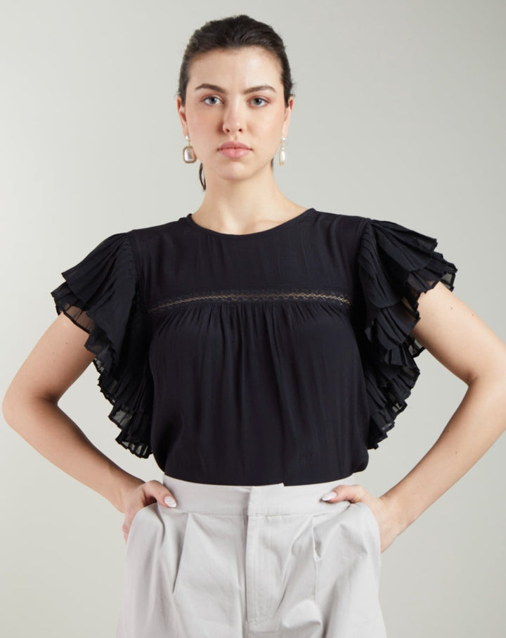 Black Pleated Top