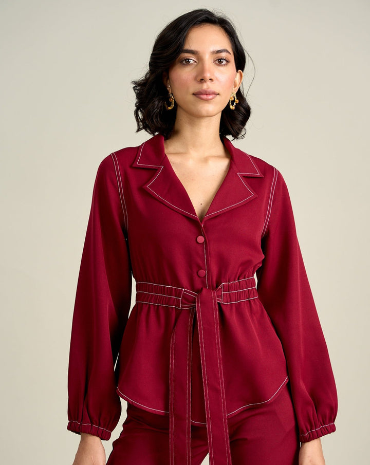 Meghna Pahwa Sahni In Our Royal Burgundy Jacket Top