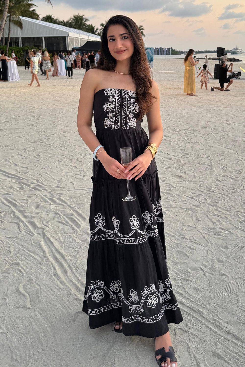 carina maxi dress Baltic Born Womens Carina Off Shoulder Maxi Dress | Navy