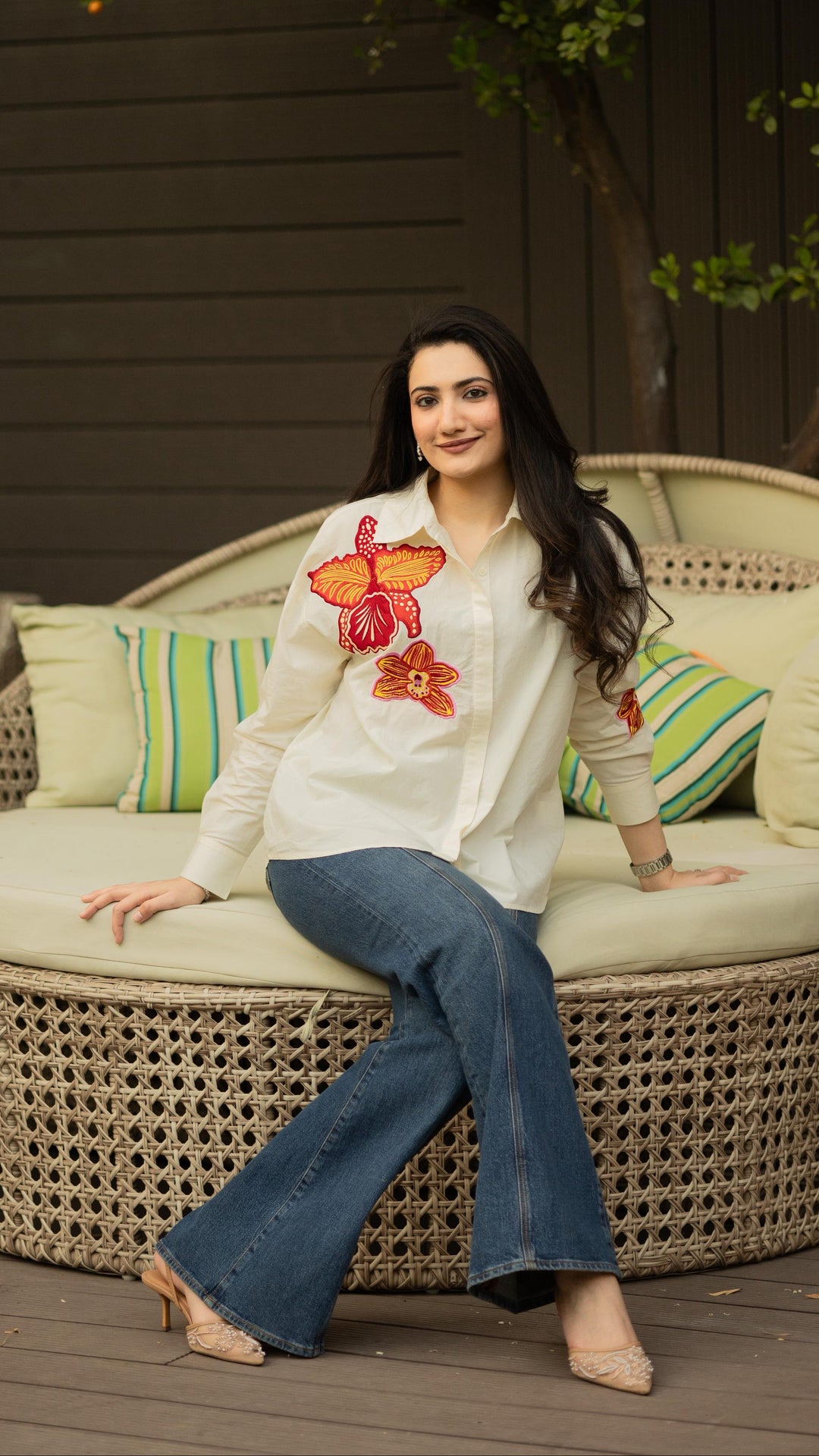 Tushita Mehta in our Paula Embroidered Shirt