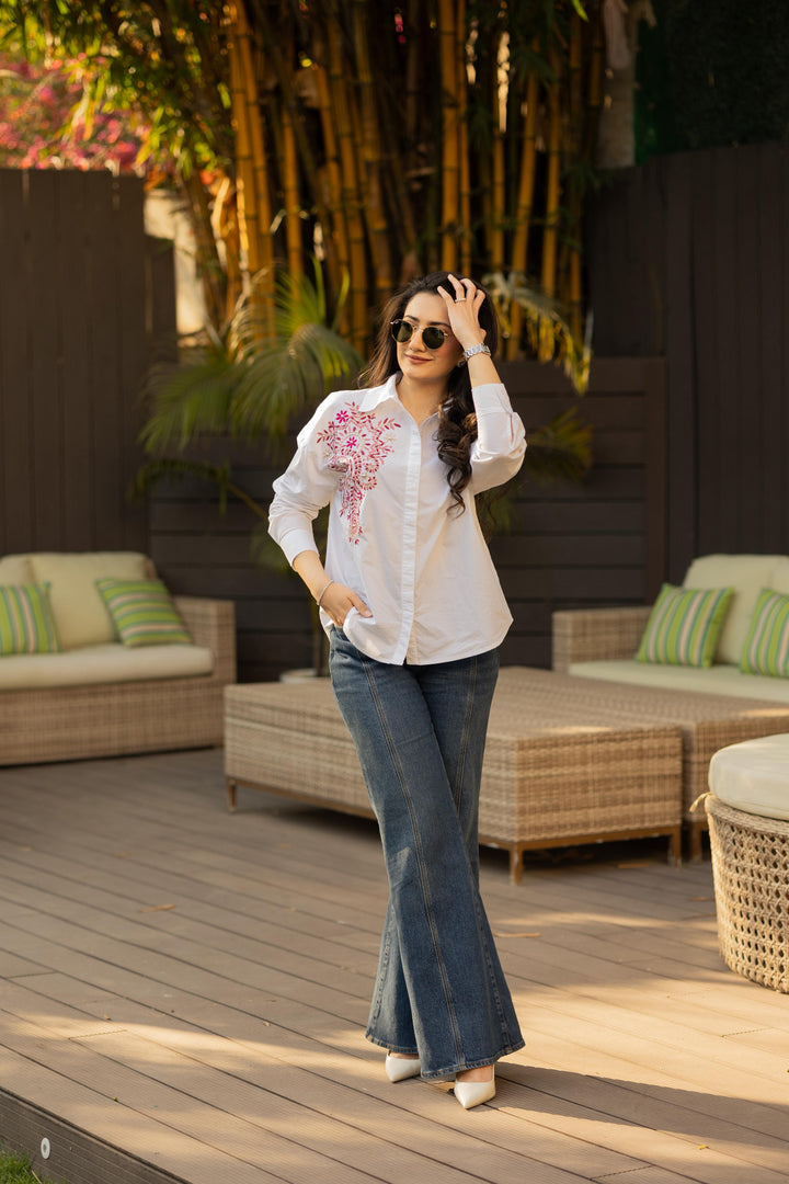 Tushita Mehta in our Stella Embellished Shirt