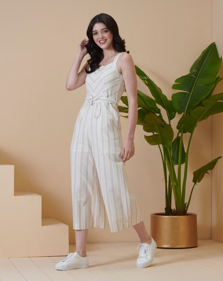 White & Beige Jumpsuit