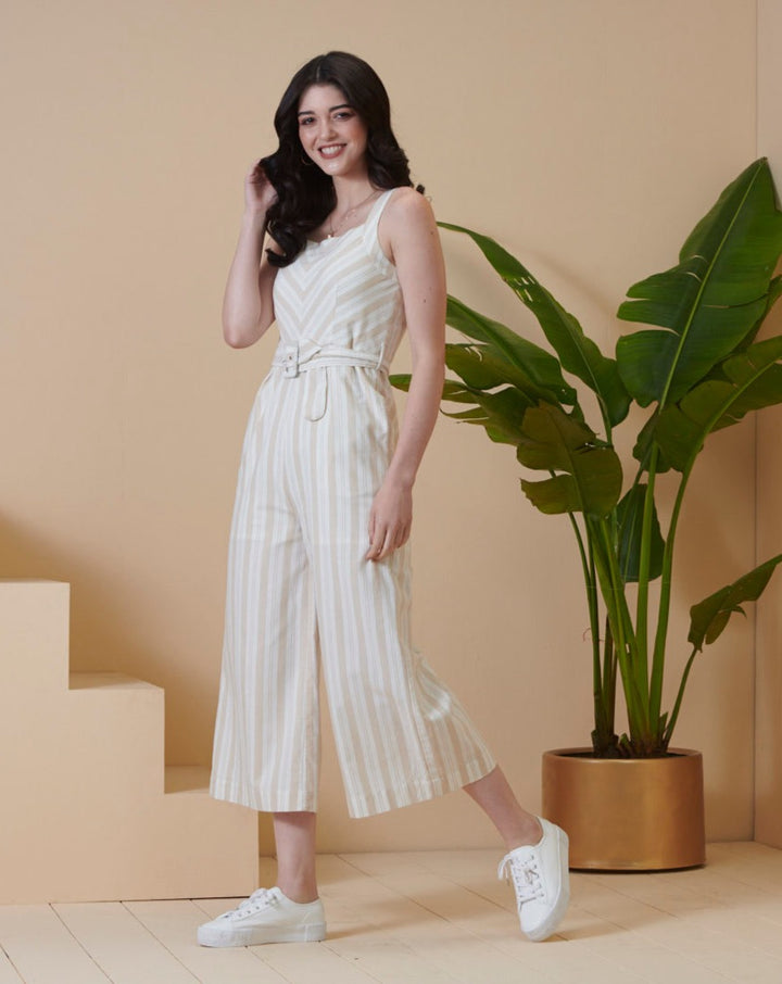 White & Beige Jumpsuit