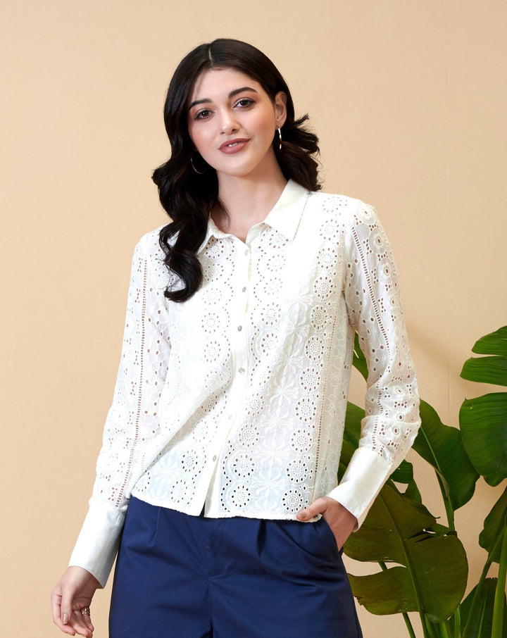 White Schiffli Shirt